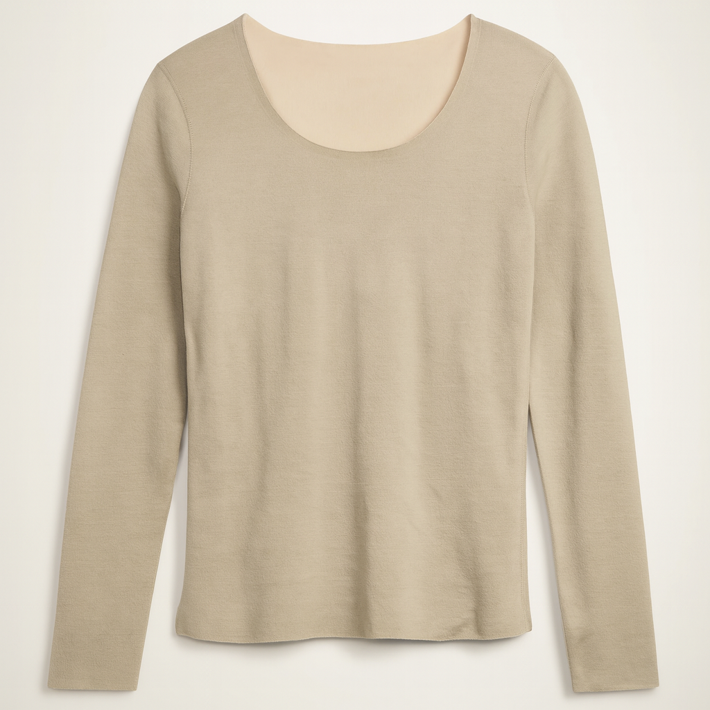 Beige long-sleeve shirt on a light beige background