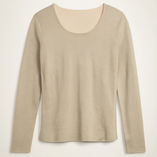Beige long-sleeve shirt on a light beige background