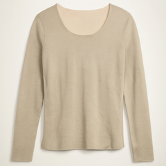 Beige long-sleeve shirt on a light beige background