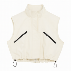 [012]MS 2024 Spring New Women's Workwear Vest Stand-up Collar Unique Loose Fit Cool Stylish Design Contrast Color Zipper Casual Vest