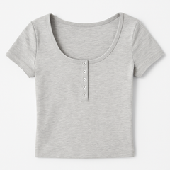 [036]GM    Hot Girl Slim U-Neck Right Shoulder Short-Sleeved T-Shirt for Women 2025 New Summer Design Pure Cotton Small White Top