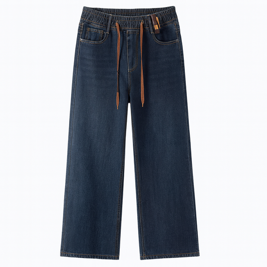 [037]MS Laxibei Women's Fleece-Lined Vintage Blue Winter New Slim Fit Straight-Leg Jeans for Petite