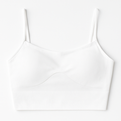 [048]GS   White Strappy Padded American Bikini Top with U-Shaped Back, Women's Summer Outerwear Inner Layer One-Piece Bodysuit