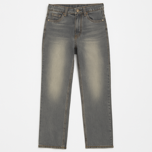 [050]MS Men's Trendy Brand Washed Denim Jeans Korean Style Loose Wide-Leg Casual Pants Retro American Yellow Mud Pants Men's Style