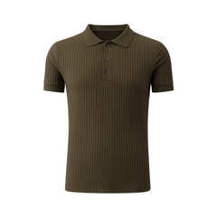 [061]GS  2025 New Pinstripe Silk-Soft Knitted Polo Shirt Short Sleeve Trendy Brand Summer Top Trendy Stand-Up Collar Men's T-Shirt
