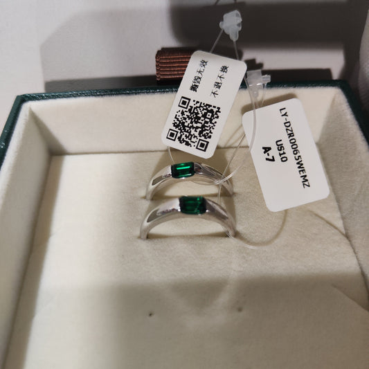 [841]GG     Green Gemstone Ring Unisex Couple's Matching Rings