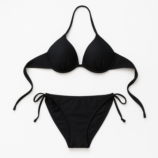 [104]MS Black Sexy Women's Bikini Set with Steel Wire, Diamond Chain, Thickened, Three-Piece for Vacation & Hot Spring - Bestseller