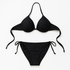 [104]MS Black Sexy Women's Bikini Set with Steel Wire, Diamond Chain, Thickened, Three-Piece for Vacation & Hot Spring - Bestseller