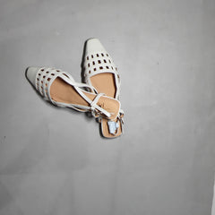 [471]GM    Summer New Women's Square-Toe Flat Openwork Woven Peep-Toe Sandals Roman-Style