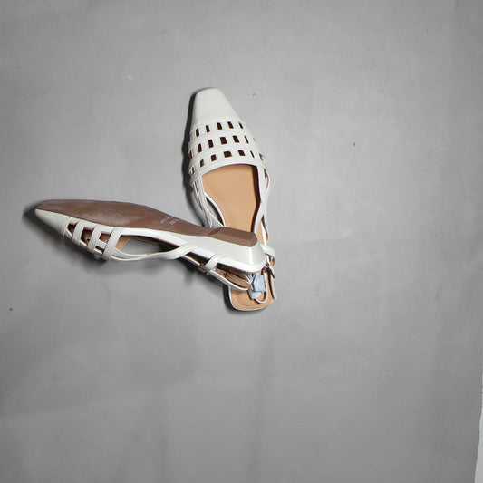 [471]GM    Summer New Women's Square-Toe Flat Openwork Woven Peep-Toe Sandals Roman-Style