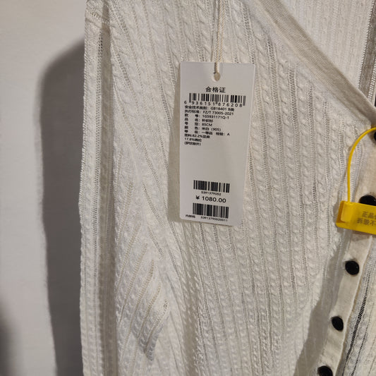 [702]GM   V-neck linen sun-protection cardigan for women, summer hollow-out ribbed knit air-conditioning shirt