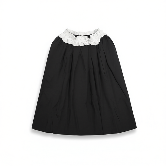 [654] PUKI [Tube top/skirt dual-purpose] Classic white rolled-edge umbrella skirt casual texture versatile long skirt