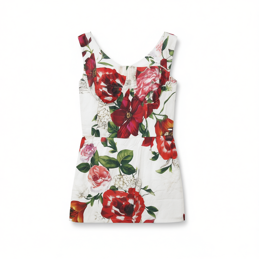 [583]GG     Charming and Bright Printed Spliced Corset Dress with Fish Bone Back for Women in Summer