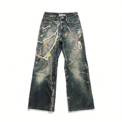 [546]G   PALACEMAGICIAN AC3D digital print candy-stitch straight-leg curved-hem jeans 2006F/1981m