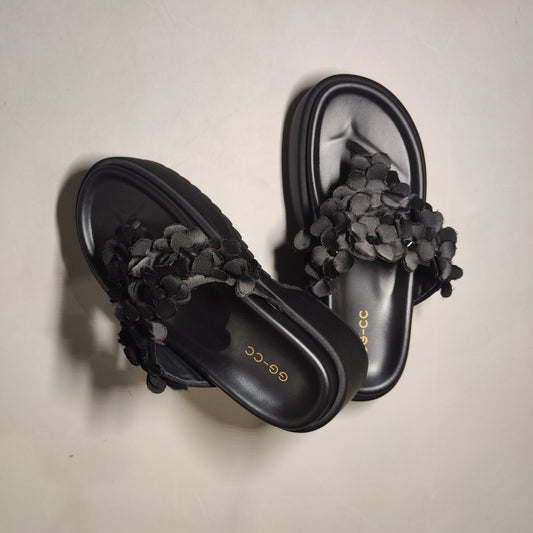 [253]GG   Thick-Heeled Women's Petite Elegant Toe-Ring Sandals
