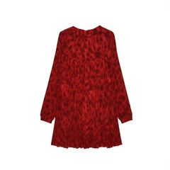 [574]N PKH.HK Trend HK.A New Summer Eye-catching Red! Fashionable Irregular Wrinkled Layered Flared Elastic Waist Skirt