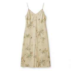 [491]N Ripe Plum New Chinese Style Lazy Atmosphere Print Dress Women's Summer Resort Style A-line Large Hem Floral Dress