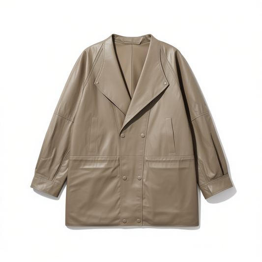 [094]GG      Lightweight, Comfortable Shearskin Waist-Cinching Leather Jacket