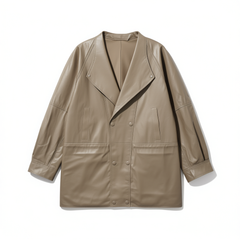 [094]G    MARIUS | "Paper Leather Jacket" Popcorn Series Lightweight, Comfortable Shearskin Waist-Cinching Leather Jacket