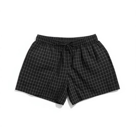 [846]G  [Carnival Price] COS Women s OS Casual Fit Cotton Shorts Black/Plaid 2025 Summer New Arrival 1271232004]