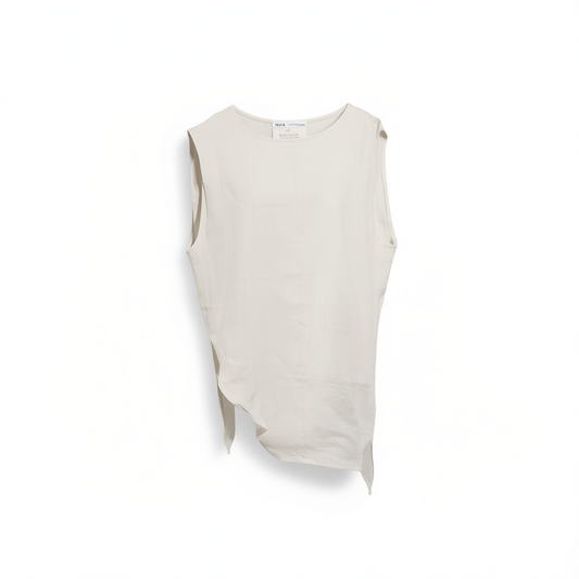 [387]GG     Breeze Linen Vest Casual Vacation Round Neck Slit Sleeveless