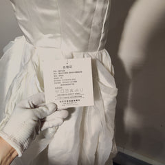 [730]G     Strapless light wedding gown, high-end elegance, white simple style, bride's engagement and wedding dress, perfect for welcoming and going out