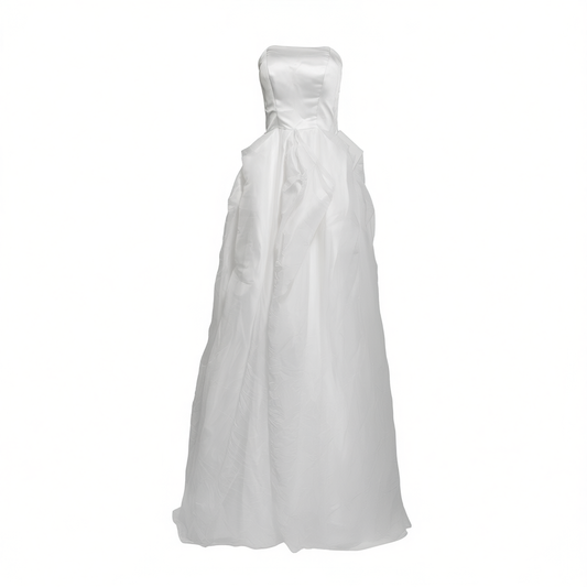 [730]GG      Strapless light wedding gown, high-end elegance, white simple style, bride's engagement and wedding dress, perfect for welcoming and going out
