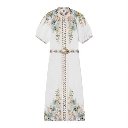 [618]GM   Brand Beach Resort Dress, Elegant French Style Ramie White Dress