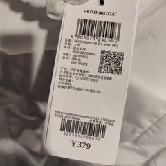 [622]G    Vero Moda Women's 2025 Summer New Collection Elegant Commuter V-Neck Long-Sleeve White Shirt 325231002