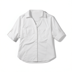 [622]G    Vero Moda Women's 2025 Summer New Collection Elegant Commuter V-Neck Long-Sleeve White Shirt 325231002