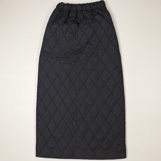 [127]GS    Retro Solid Color Checkered Quilted Warm Women's Winter New Collection High-Waisted Loose Mid-Length A-Line Skirt