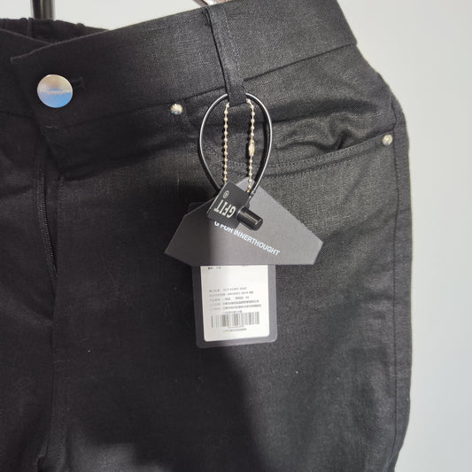 [969]GM  Imported 100% Fine Linen Relaxed Lazy Airy Crescent Knife Pants