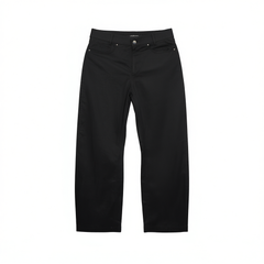 [969]GM  Imported 100% Fine Linen Relaxed Lazy Airy Crescent Knife Pants
