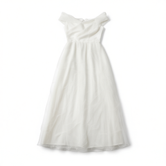 [278]N Off-the-shoulder Mini Wedding Dress, Korean-style Mermaid Gown with Mini Train, Bridal Outfit for Marriage Registration & Morning Robe