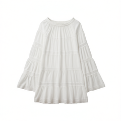 [811]N Leiying Slow Dance JR White Lace Spliced Long Skirt Women Elastic High Waist A-Line Slimming Skirt Summer