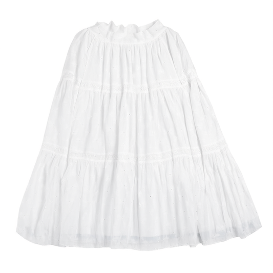 [172]GG     Summer New Romantic Tea Break Elegant Mid-length Rhinestone Chiffon Skirt