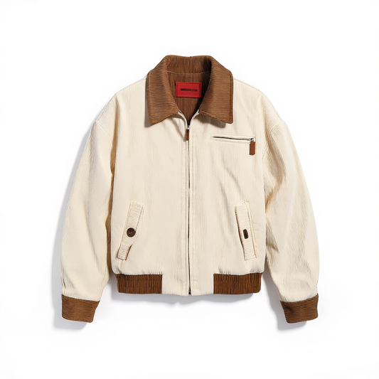 [269]GM   Original Corduroy Color-block Short Jacket for Men Spring High-end Stylish and Structured Jacket