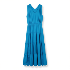 [503]GG    French blue halter neck sleeveless dress for women summer waist-cinched A-line large skirt hem long dress