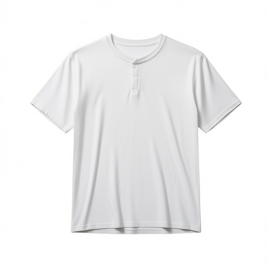 [642]GM    Short-Sleeve American Retro Henley Shirt for Fitness Muscle Men, Tight Cuffs, Open-Neck POLO Slim Fit Solid Color