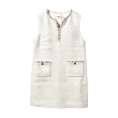 [706]G    [Carnival Price] [Luminous Nightly Star River] Femanxuan White French Chic Dress for Women  Elegant Vest Dress
