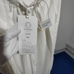 [306]G    ACHI Dayachi White Tencel Linen Wide-leg Casual Pants for Women Breathable Draping Drawstring Long Pants