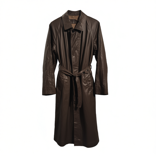 [035]MM    Matte Coated Tape-sealed Padded Belted Oversized Trench Coat for Women 431F6022