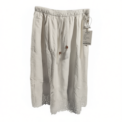 [559]G    Pumpkin Valley South of France Love Letter 100% Cotton White Hollowed Embroidered Women's  Skirt