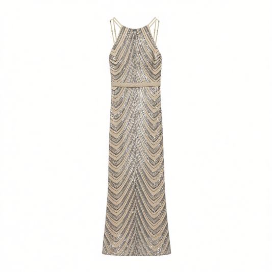 [623]GM    High-end heavy-duty fishtail evening gown for women, light luxury boutique style with a sophisticated feel, banquet temperament for socialites, halter neck design suitable for hosts
