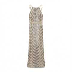 [623]G    High-end heavy-duty fishtail evening gown for women, light luxury boutique style with a sophisticated feel, banquet temperament for socialites, halter neck design suitable for hosts