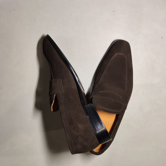 [670]GM    Premium Genuine Suede Leather Loafers with Cowhide Lining, British-Style Casual Men's Slip-On Shoes