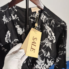 [549]G    Summer  V-Neck Wrap Style Elegant Full Graphic Print Floral Chiffon Dress