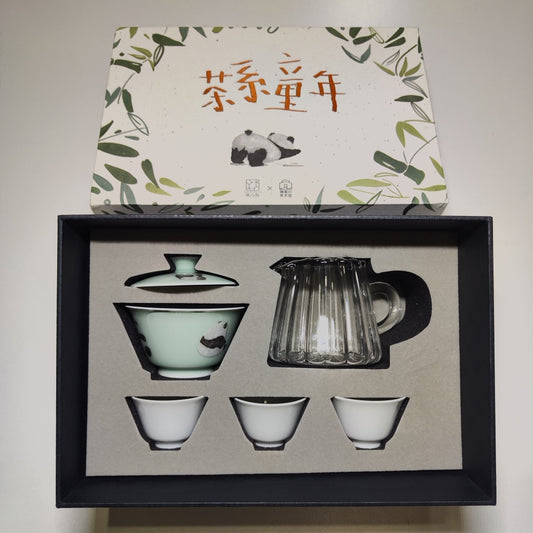 [131]M Fushanxu & Taoxi Chuan Art Museum Co-branded Gift Box - Tea Childhood Tea Set, Panda Lid Bowl and Mini Gongdao