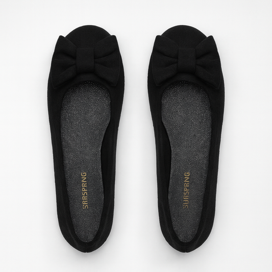 [165]MS Women's French Flat Gray Wool Bow Mary Jane Shoes Versatile Comfortable Slip-On Soft Sole Ballet Flats