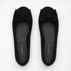 [165]MS Women's French Flat Gray Wool Bow Mary Jane Shoes Versatile Comfortable Slip-On Soft Sole Ballet Flats